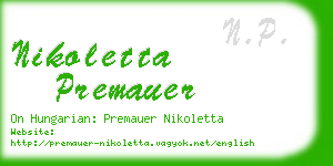 nikoletta premauer business card